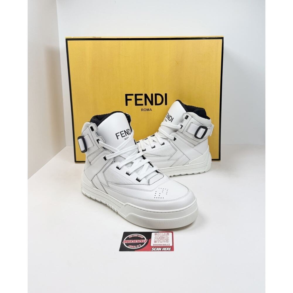 Size 8UK/9US - Fendi Vitello Logo Leather High Top🤍 Worn 1X/Retail $850!